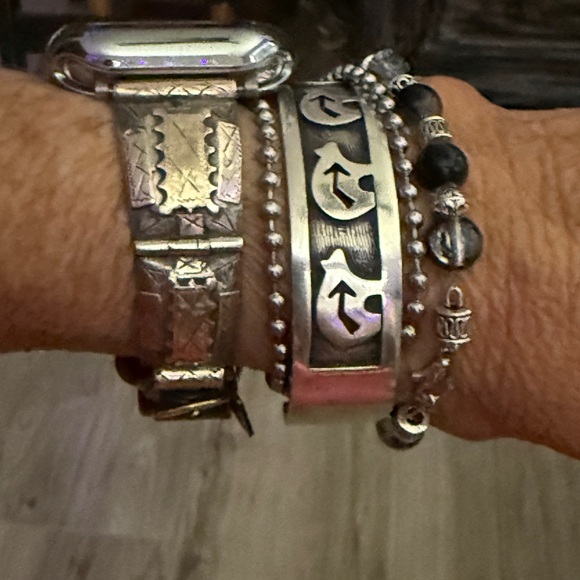 Vintage APPLE WATCHBAND/SS/10k leather band - Picture 1 of 8